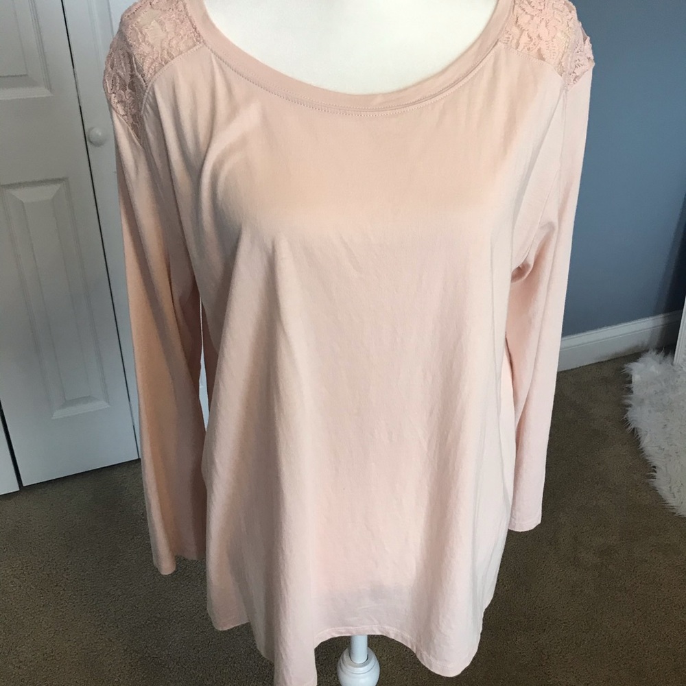 Pink shear lace back top